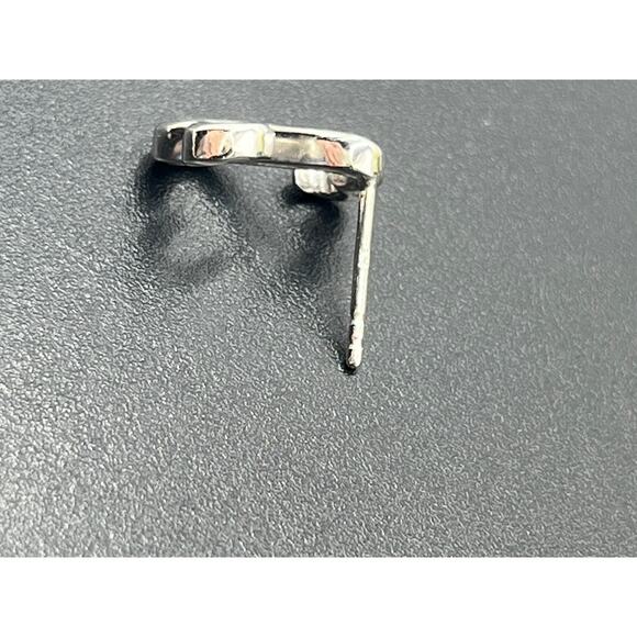 SJD Signed Sterling Silver Open
Heart Scroll 925 Curved Stud Earrings 2.5g - Picture 5 of 9